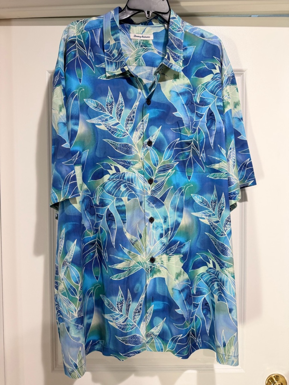 Tommy Bahama silk camp shirt blue floral men’s 3XL